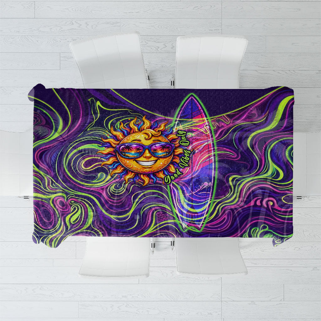 Waimanalo Hawaii Sun Rabbit Tablecloth Psychedelic Trippy Neon Swirl Graphic TS04 Purple Green - Polynesian Pride