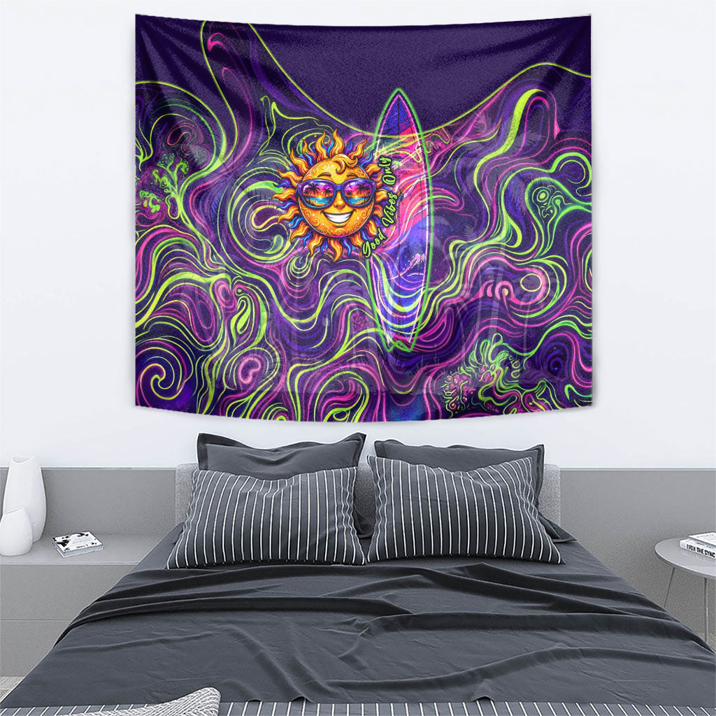 Waimanalo Hawaii Sun Rabbit Tapestry Psychedelic Trippy Neon Swirl Graphic TS04 - Polynesian Pride