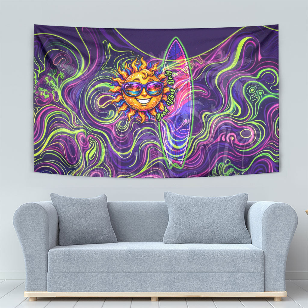 Waimanalo Hawaii Sun Rabbit Tapestry Psychedelic Trippy Neon Swirl Graphic TS04 - Polynesian Pride