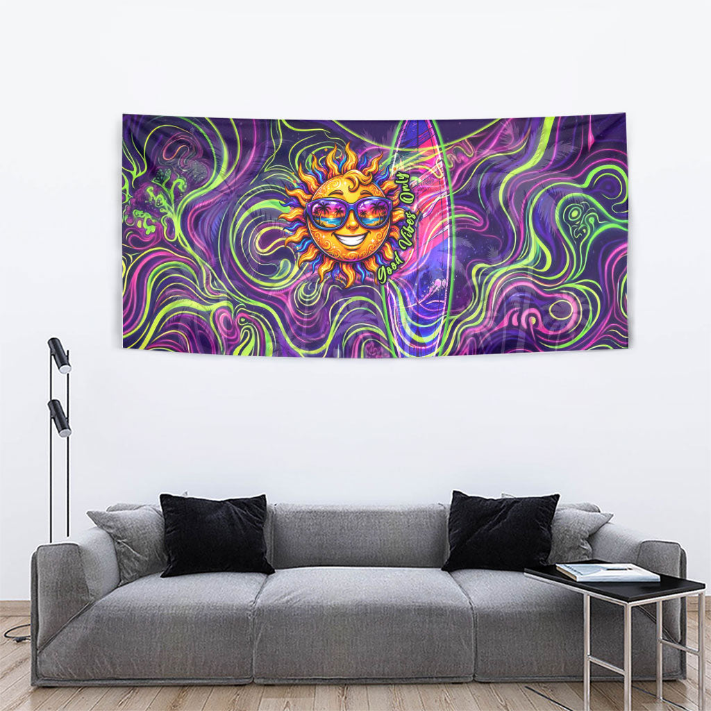 Waimanalo Hawaii Sun Rabbit Tapestry Psychedelic Trippy Neon Swirl Graphic TS04 - Polynesian Pride