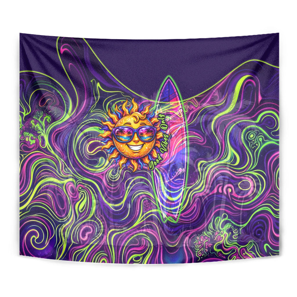 Waimanalo Hawaii Sun Rabbit Tapestry Psychedelic Trippy Neon Swirl Graphic TS04 - Polynesian Pride