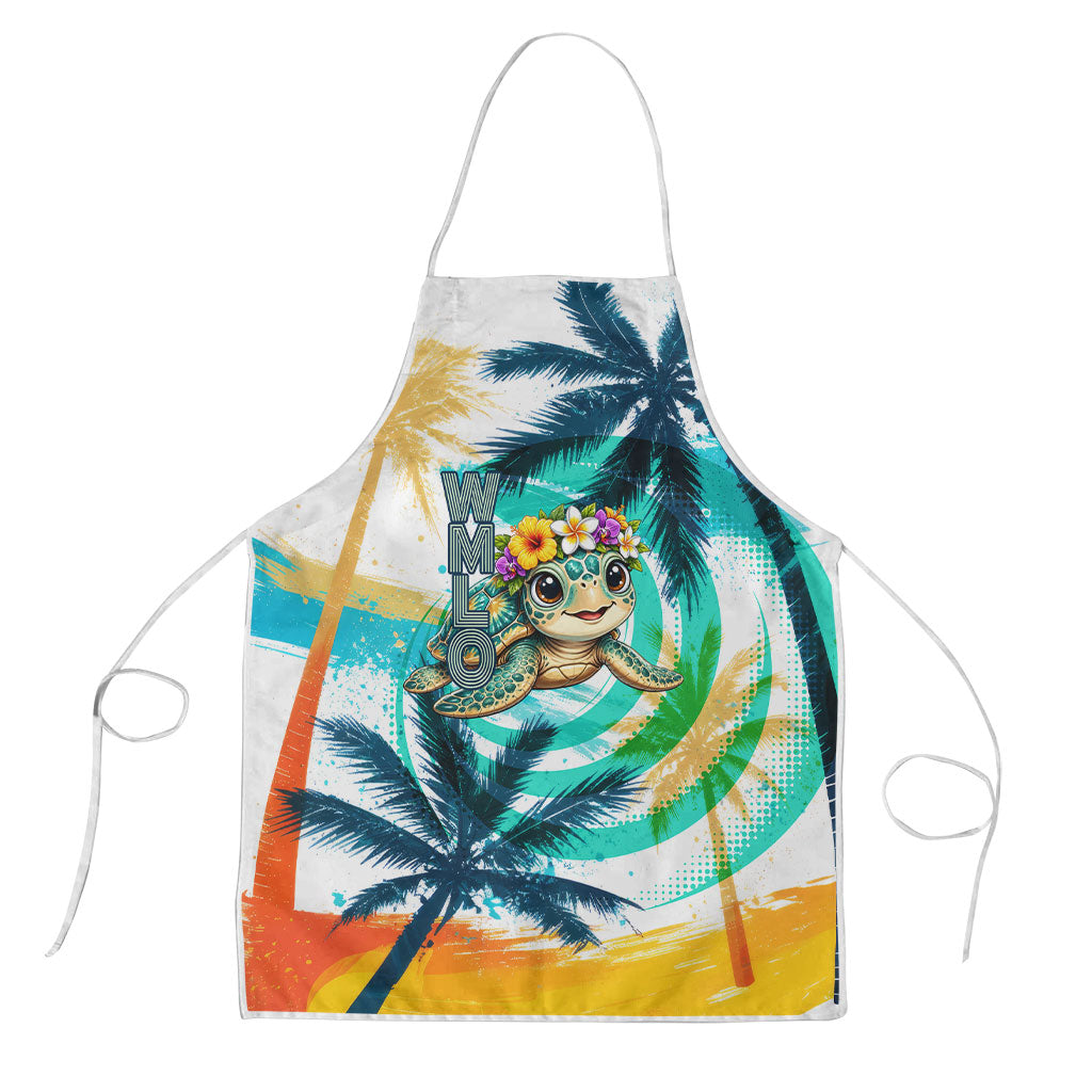 Hawaii Waimanalo Sea Turtle Apron Cute Tropical Beach Aloha Spirit Cartoon TS04 Green Blue - Polynesian Pride