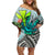 Polynesian Hawaii Family Matching Off Shoulder Short Dress and Hawaiian Shirt Kanaka with Crab Tribal tattoo TS04 Mom's Dress Multicolor - Polynesian Pride