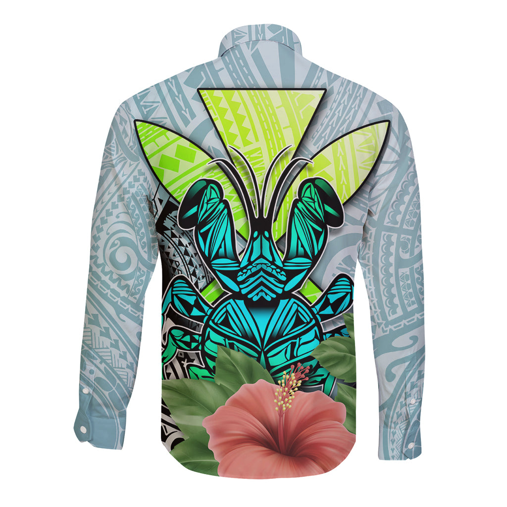 Polynesian Hawaii Long Sleeve Button Shirt Kanaka with Crab Tribal tattoo TS04 - Polynesian Pride