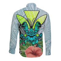 Polynesian Hawaii Long Sleeve Button Shirt Kanaka with Crab Tribal tattoo TS04 - Polynesian Pride