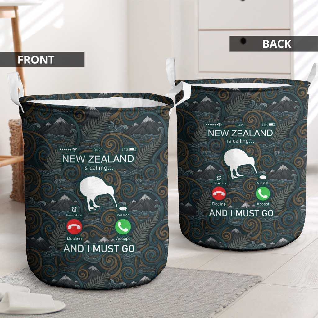 New Zealand is Calling and I Must Go Laundry Basket Kiwi Bird Silhouette TS04 - Polynesian Pride