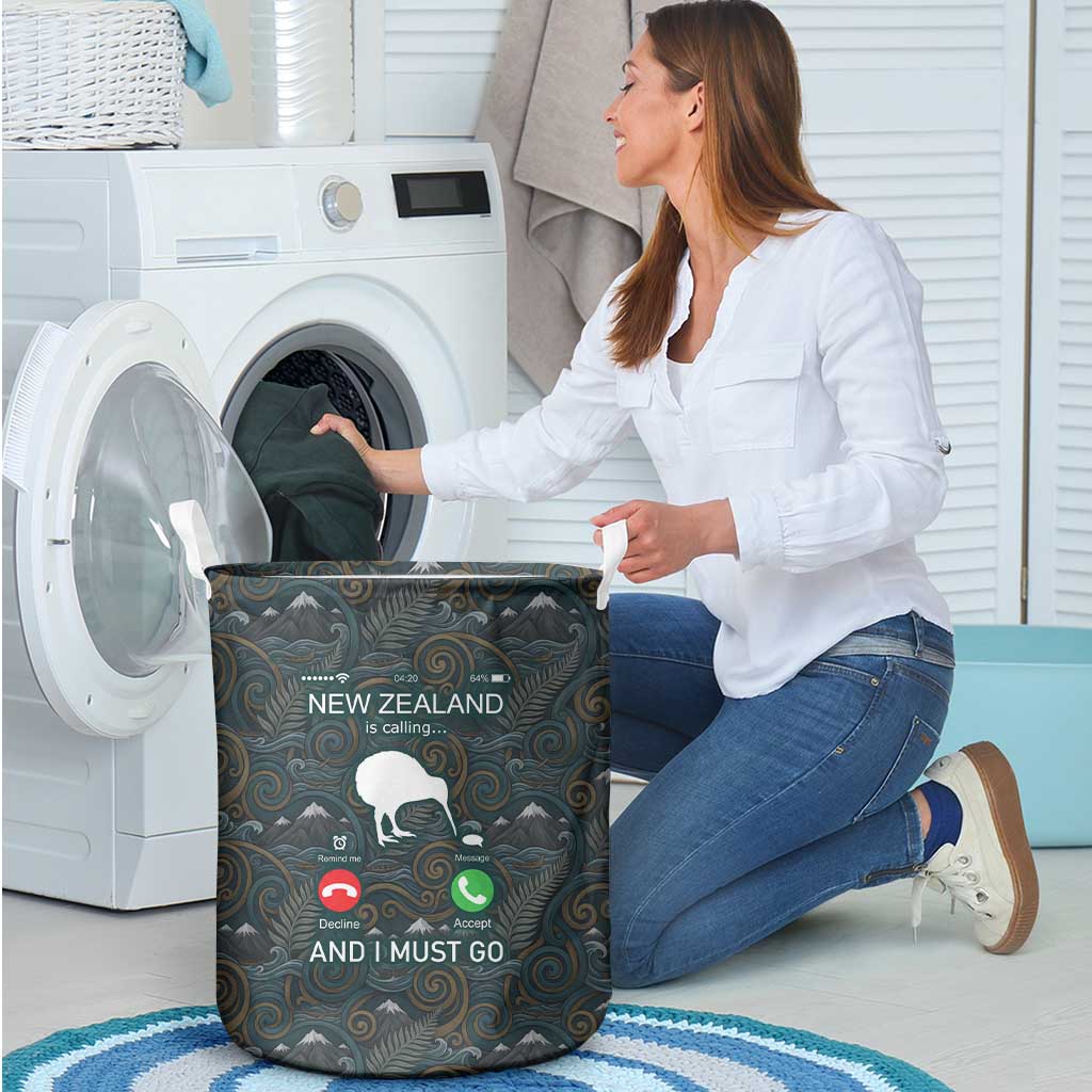 New Zealand is Calling and I Must Go Laundry Basket Kiwi Bird Silhouette TS04 - Polynesian Pride