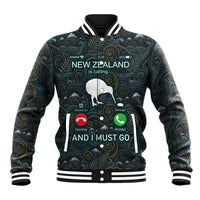 New Zealand is Calling and I Must Go Baseball Jacket Kiwi Bird Silhouette TS04 Unisex Multicolor - Polynesian Pride