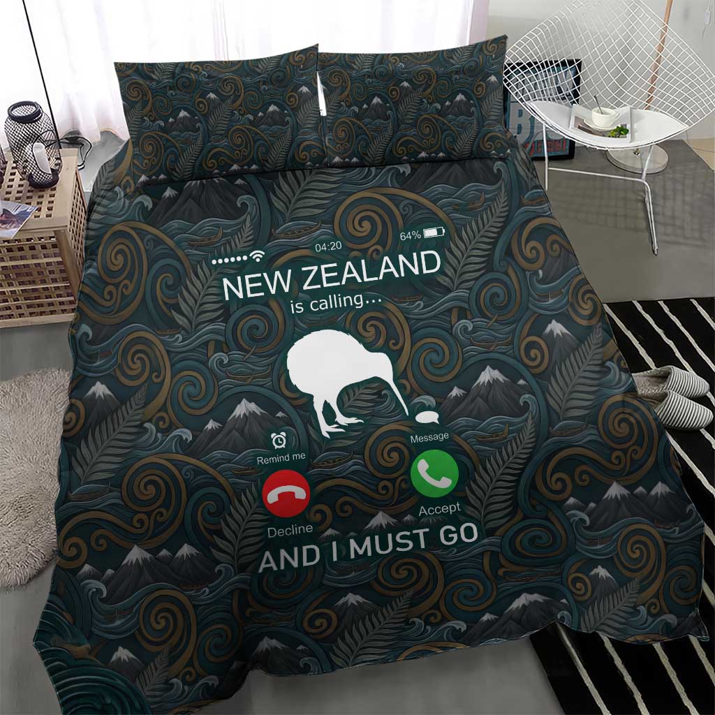 New Zealand is Calling and I Must Go Bedding Set Kiwi Bird Silhouette TS04 - Polynesian Pride