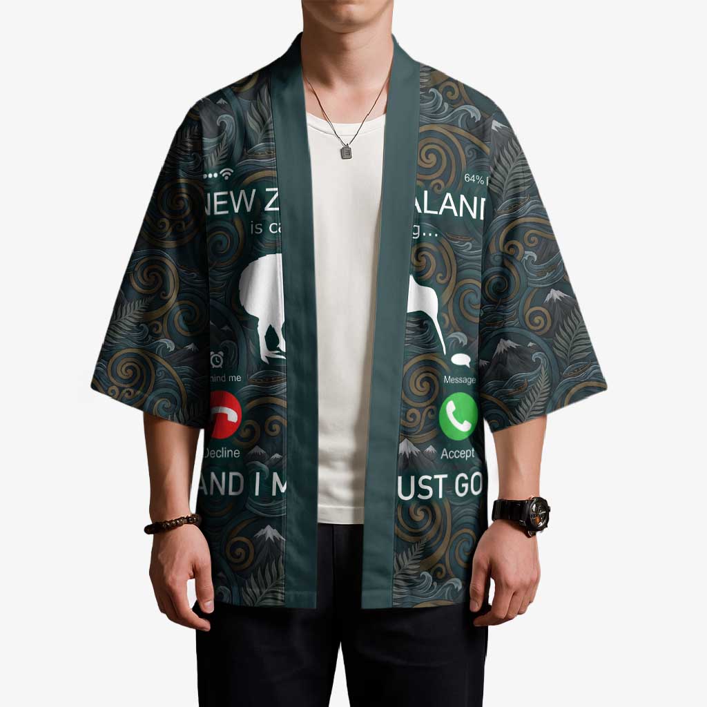 New Zealand is Calling and I Must Go Kimono Kiwi Bird Silhouette TS04 - Polynesian Pride