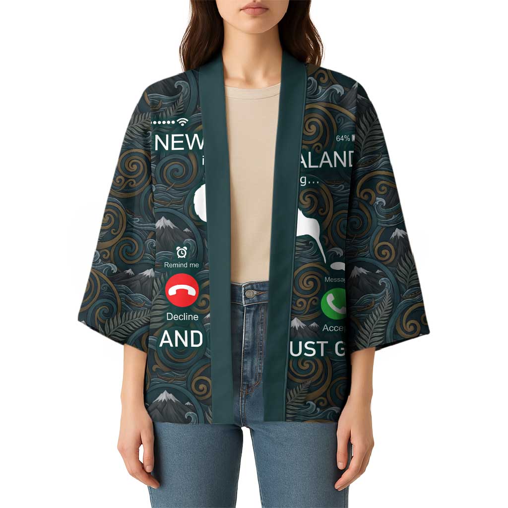 New Zealand is Calling and I Must Go Kimono Kiwi Bird Silhouette TS04 - Polynesian Pride