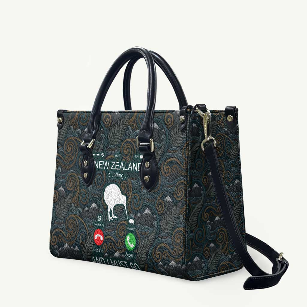 New Zealand is Calling and I Must Go Leather Bag Kiwi Bird Silhouette TS04 Multicolor - Polynesian Pride