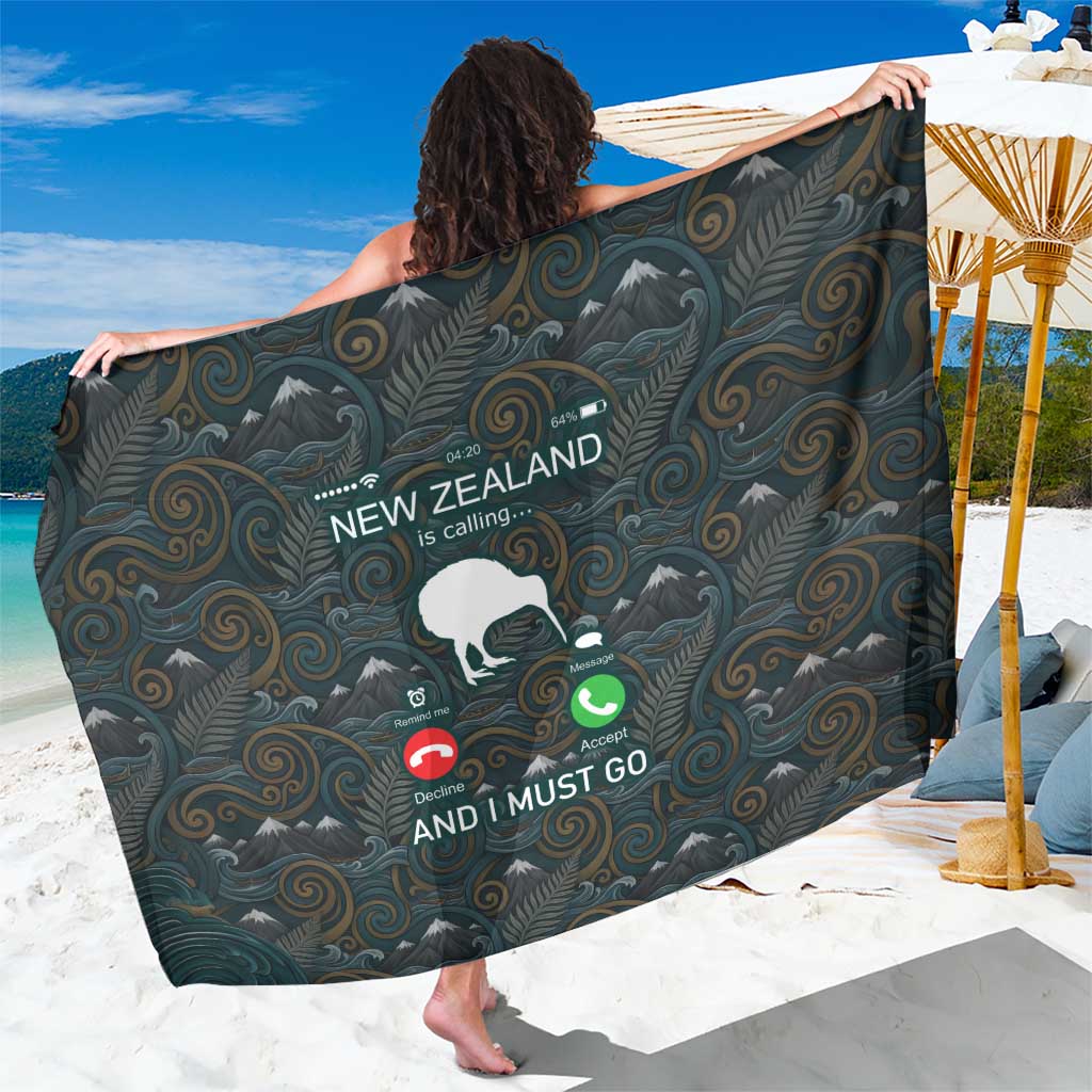 New Zealand is Calling and I Must Go Sarong Kiwi Bird Silhouette TS04 One Size 44 x 66 inches Multicolor - Polynesian Pride