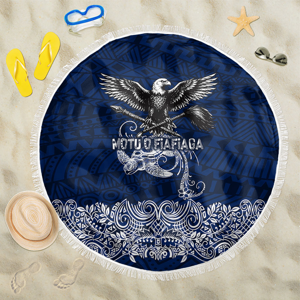 American Samoa Eagle Beach Blanket Sea Turtle Traditional Polynesian Tribal Tattoo TS04 One Size 150cm Blue White - Polynesian Pride