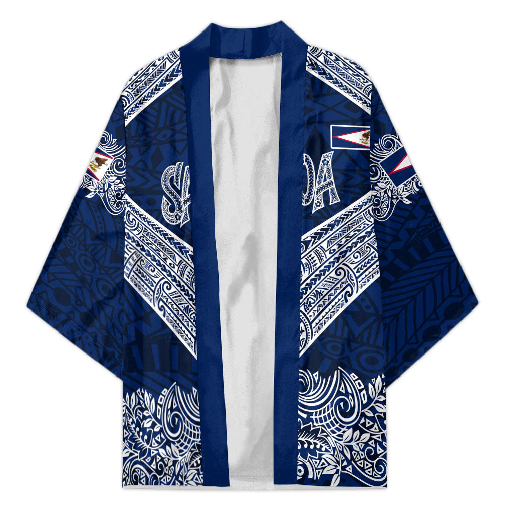 American Samoa Eagle Kimono Sea Turtle Traditional Polynesian Tribal Tattoo TS04 Unisex Blue White - Polynesian Pride