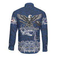 American Samoa Eagle Long Sleeve Button Shirt Sea Turtle Traditional Polynesian Tribal Tattoo TS04 - Polynesian Pride