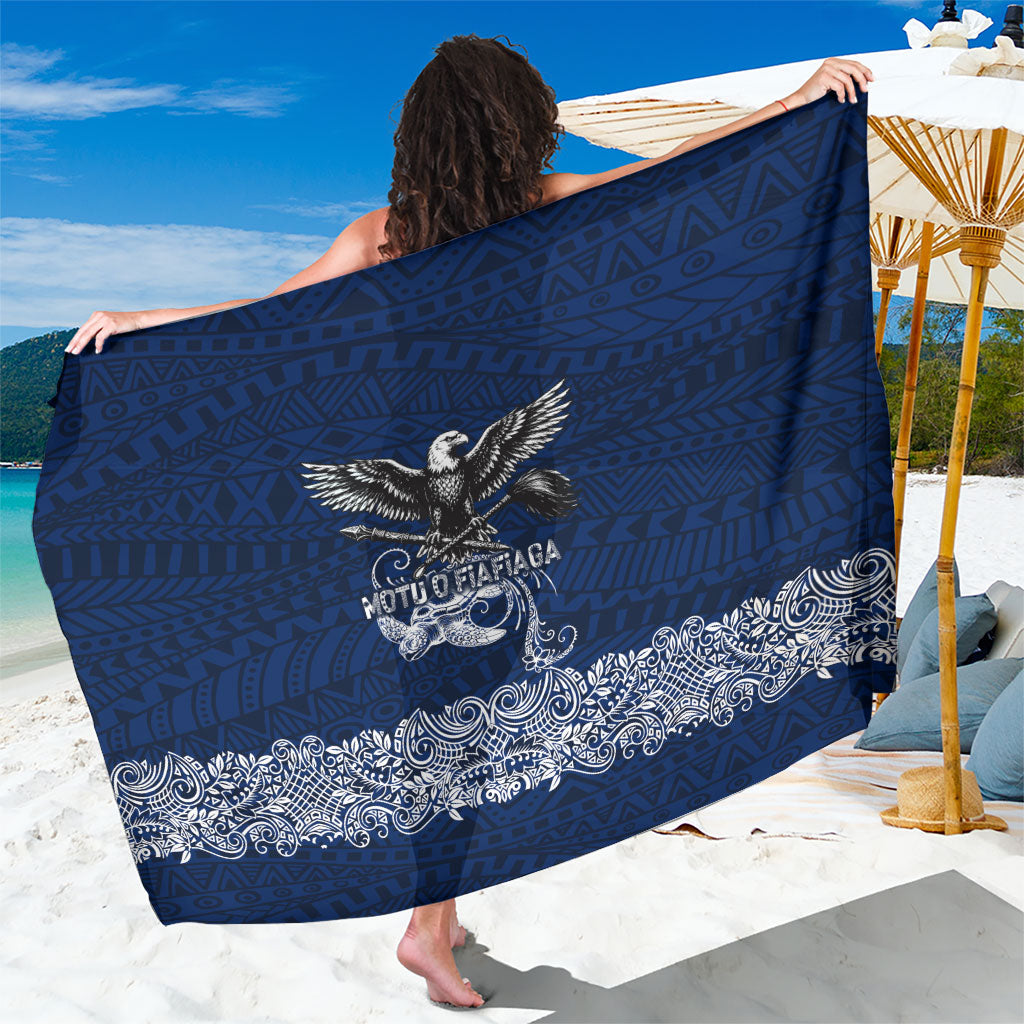 American Samoa Eagle Sarong Sea Turtle Traditional Polynesian Tribal Tattoo TS04 One Size 44 x 66 inches Blue White - Polynesian Pride