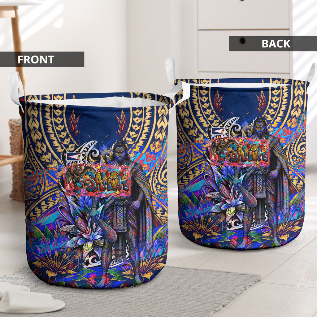 American Samoa Warrior Laundry Basket Polynesian Fruit Bat Talofa Urban Graffiti Street Art TS04 - Polynesian Pride