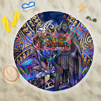 American Samoa Warrior Beach Blanket Polynesian Fruit Bat Talofa Urban Graffiti Street Art TS04 One Size 150cm Blue Yellow - Polynesian Pride