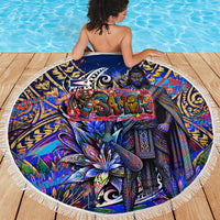 American Samoa Warrior Beach Blanket Polynesian Fruit Bat Talofa Urban Graffiti Street Art TS04 - Polynesian Pride