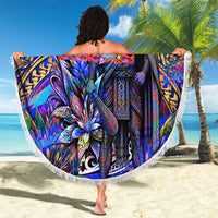 American Samoa Warrior Beach Blanket Polynesian Fruit Bat Talofa Urban Graffiti Street Art TS04 - Polynesian Pride