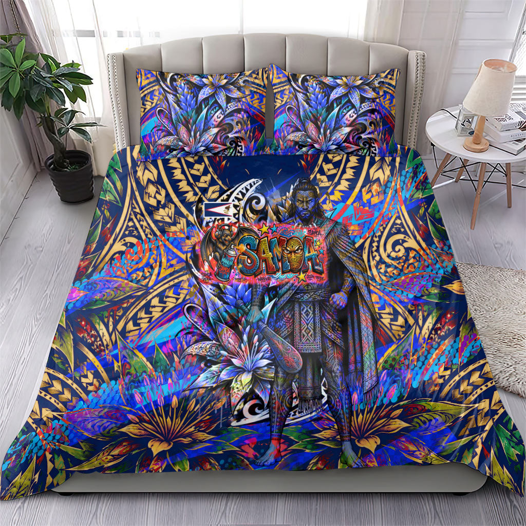 American Samoa Warrior Bedding Set Polynesian Fruit Bat Talofa Urban Graffiti Street Art TS04 - Polynesian Pride