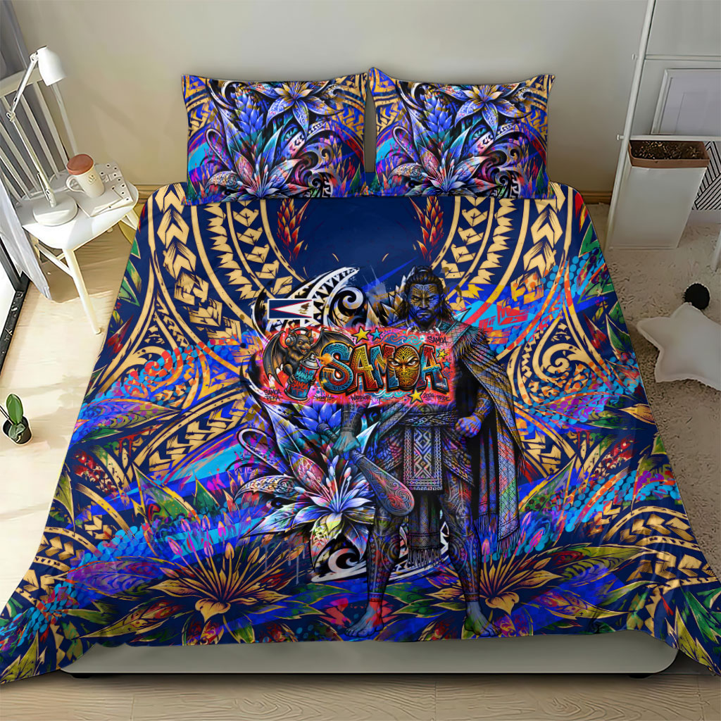 American Samoa Warrior Bedding Set Polynesian Fruit Bat Talofa Urban Graffiti Street Art TS04 - Polynesian Pride