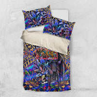 American Samoa Warrior Bedding Set Polynesian Fruit Bat Talofa Urban Graffiti Street Art TS04 US Twin 172cm x 218cm Blue Yellow - Polynesian Pride