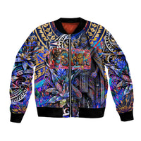 American Samoa Warrior Bomber Jacket Polynesian Fruit Bat Talofa Urban Graffiti Street Art TS04 Unisex Blue Yellow - Polynesian Pride