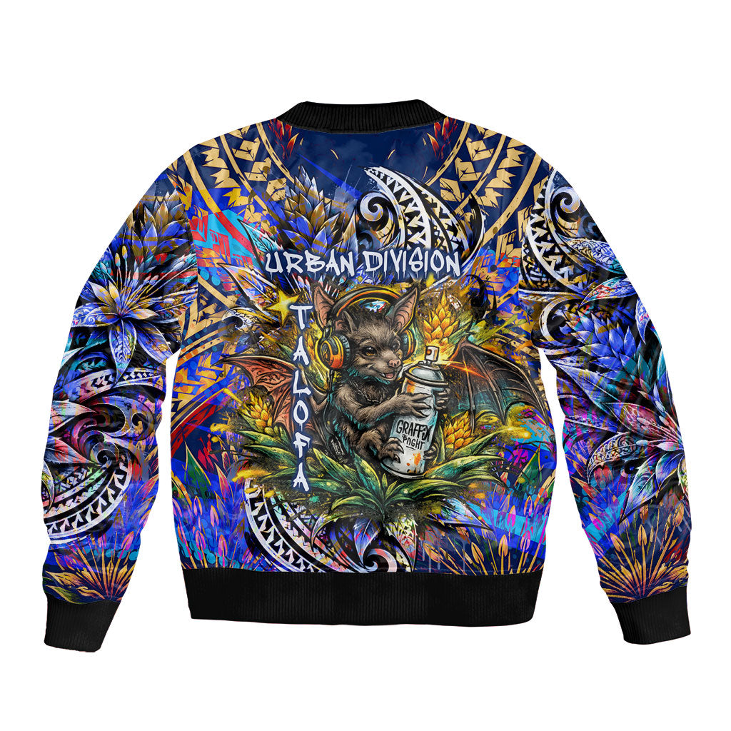 American Samoa Warrior Bomber Jacket Polynesian Fruit Bat Talofa Urban Graffiti Street Art TS04 - Polynesian Pride