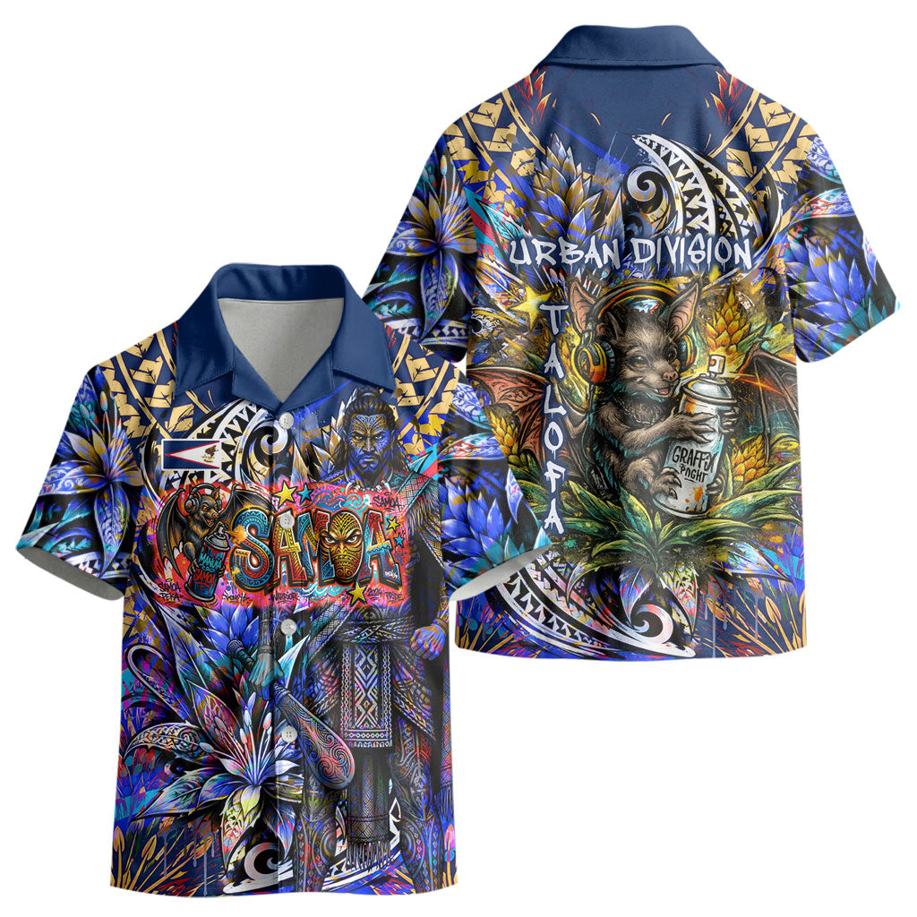 American Samoa Warrior Kid Hawaiian Shirt Polynesian Fruit Bat Talofa Urban Graffiti Street Art TS04 - Polynesian Pride