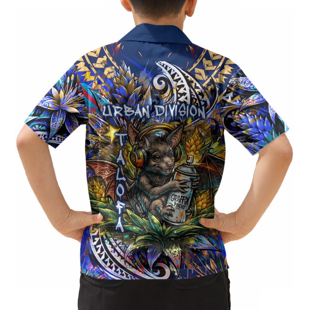 American Samoa Warrior Kid Hawaiian Shirt Polynesian Fruit Bat Talofa Urban Graffiti Street Art TS04 - Polynesian Pride