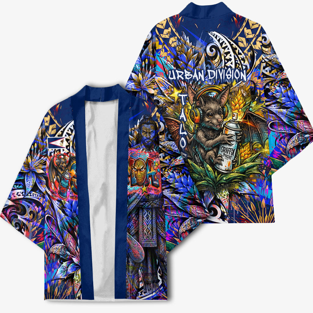 American Samoa Warrior Kimono Polynesian Fruit Bat Talofa Urban Graffiti Street Art TS04 - Polynesian Pride