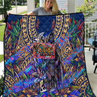 American Samoa Warrior Quilt Polynesian Fruit Bat Talofa Urban Graffiti Street Art TS04 Blue Yellow - Polynesian Pride