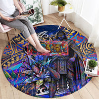 American Samoa Warrior Round Carpet Polynesian Fruit Bat Talofa Urban Graffiti Street Art TS04 - Polynesian Pride