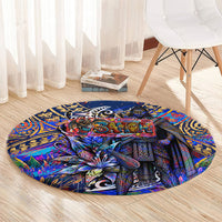 American Samoa Warrior Round Carpet Polynesian Fruit Bat Talofa Urban Graffiti Street Art TS04 - Polynesian Pride