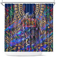 American Samoa Warrior Shower Curtain Polynesian Fruit Bat Talofa Urban Graffiti Street Art TS04 Blue Yellow - Polynesian Pride