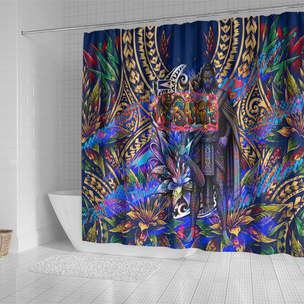 American Samoa Warrior Shower Curtain Polynesian Fruit Bat Talofa Urban Graffiti Street Art TS04 - Polynesian Pride
