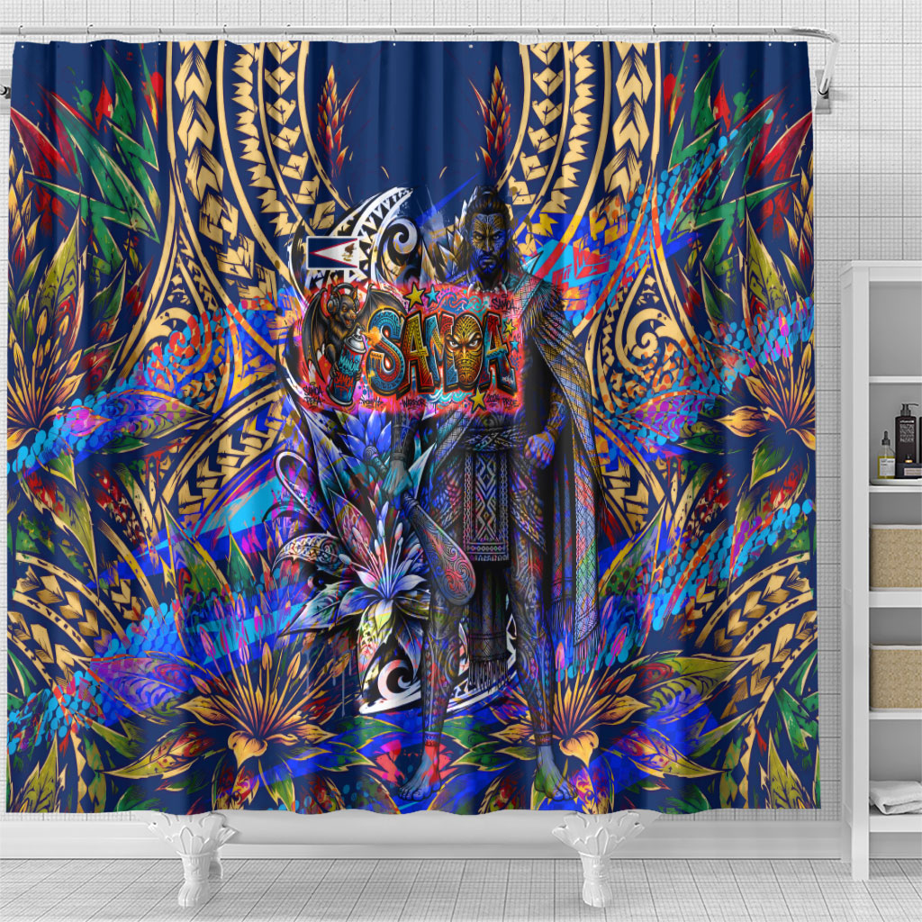 American Samoa Warrior Shower Curtain Polynesian Fruit Bat Talofa Urban Graffiti Street Art TS04 - Polynesian Pride