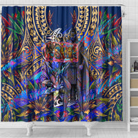 American Samoa Warrior Shower Curtain Polynesian Fruit Bat Talofa Urban Graffiti Street Art TS04 - Polynesian Pride