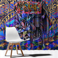 American Samoa Warrior Window Curtain Polynesian Fruit Bat Talofa Urban Graffiti Street Art TS04 - Polynesian Pride