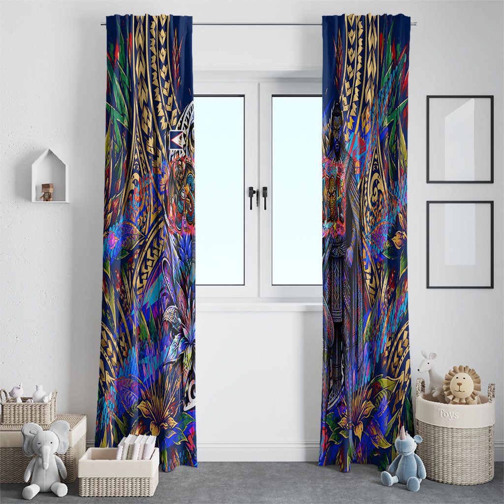 American Samoa Warrior Window Curtain Polynesian Fruit Bat Talofa Urban Graffiti Street Art TS04 - Polynesian Pride
