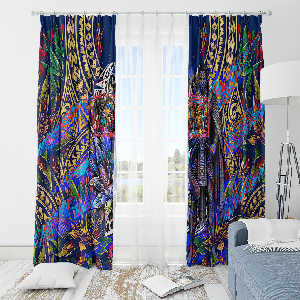 American Samoa Warrior Window Curtain Polynesian Fruit Bat Talofa Urban Graffiti Street Art TS04 - Polynesian Pride