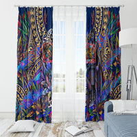 American Samoa Warrior Window Curtain Polynesian Fruit Bat Talofa Urban Graffiti Street Art TS04 - Polynesian Pride