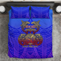Personalized Polynesian 60th Birthday Bedding Set Polynesian Tribal Art Vintage Ocean Pattern TS04 Blue Yellow - Polynesian Pride