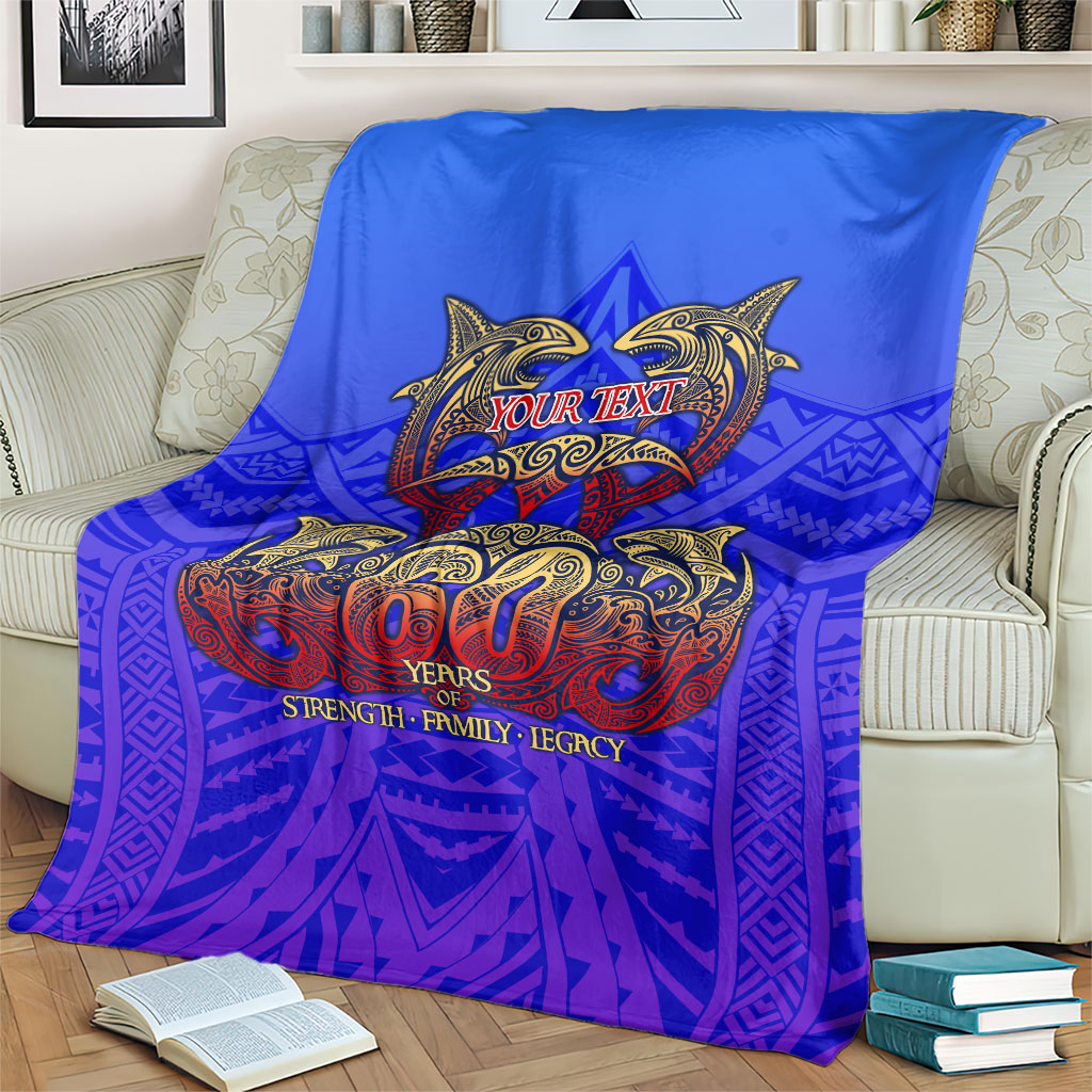 Personalized Polynesian 60th Birthday Blanket Polynesian Tribal Art Vintage Ocean Pattern TS04 - Polynesian Pride