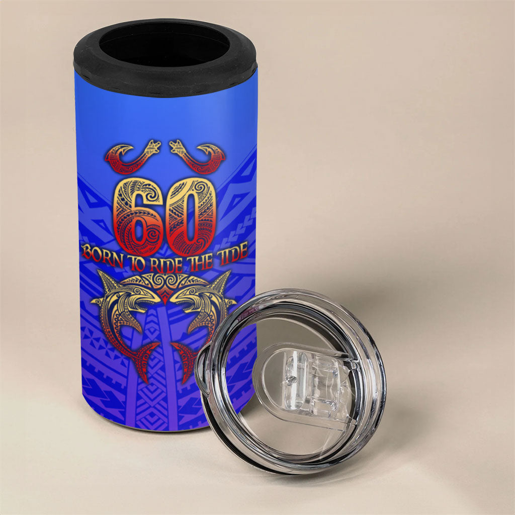 Personalized Polynesian 60th Birthday 4 in 1 Can Cooler Tumbler Polynesian Tribal Art Vintage Ocean Pattern TS04 - Polynesian Pride