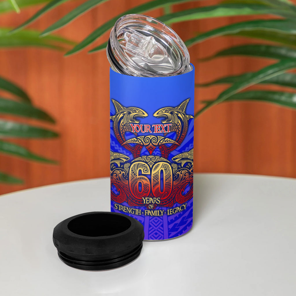 Personalized Polynesian 60th Birthday 4 in 1 Can Cooler Tumbler Polynesian Tribal Art Vintage Ocean Pattern TS04 - Polynesian Pride