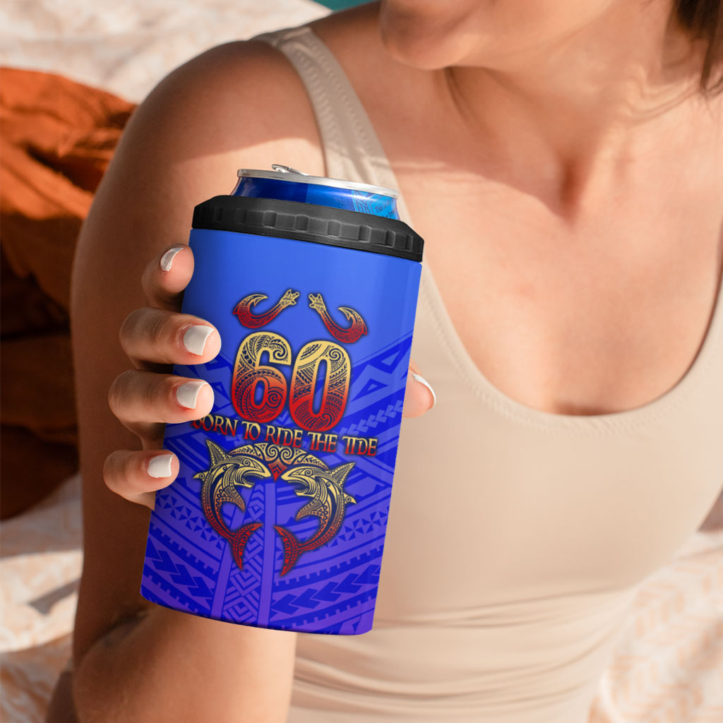 Personalized Polynesian 60th Birthday 4 in 1 Can Cooler Tumbler Polynesian Tribal Art Vintage Ocean Pattern TS04 - Polynesian Pride