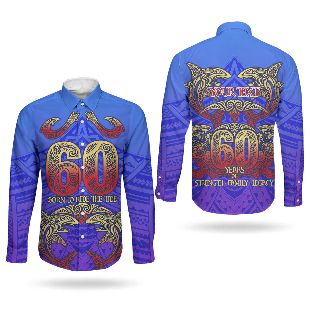 Personalized Polynesian 60th Birthday Couples Matching Summer Maxi Dress and Long Sleeve Button Shirt Polynesian Tribal Art Vintage Ocean Pattern TS04 - Polynesian Pride